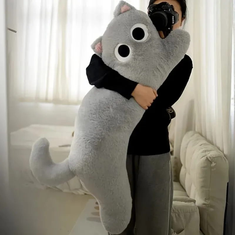 Black Cat Plush Long Pillow Bed Sleeping Pillow Dormitory Leg Clamp Cushion Sofa Stuffed Cat Doll Home Living Room Soft Pillow