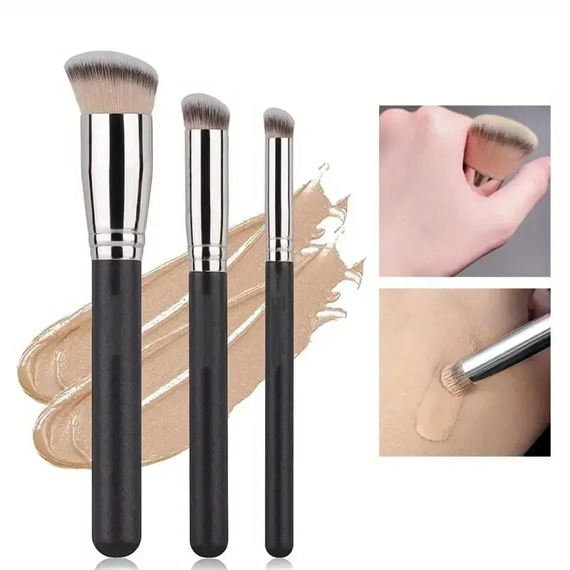 3-piece foundation brush set includes brushes suitable for liquid foundation and professional Kabuki foundation brushes which c — image 3