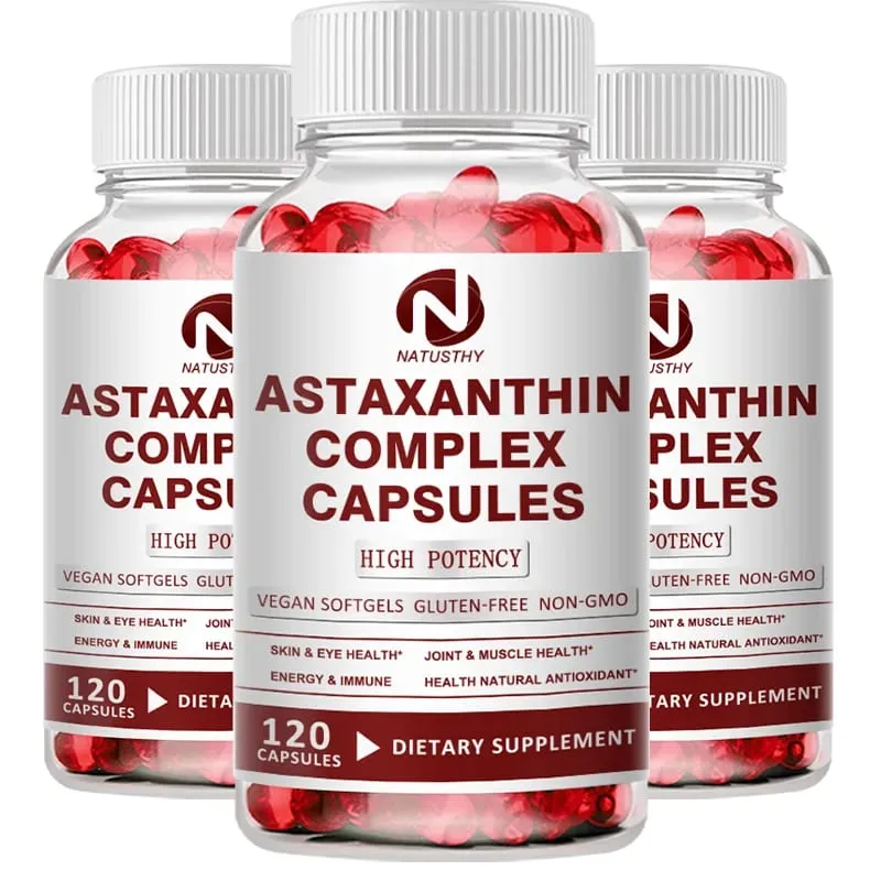 Astaxanthin Complex Capsules 12mg for Brain Heart Joint Bone Eye Skin Immune System Health