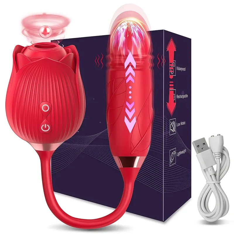 Rose Vibrator Toy for Women Clitoral Sucking Vibrator G-spot Thrusting Dildo Clit Nipple Sucker Vibrater Female Couple Sex Toys — image 10