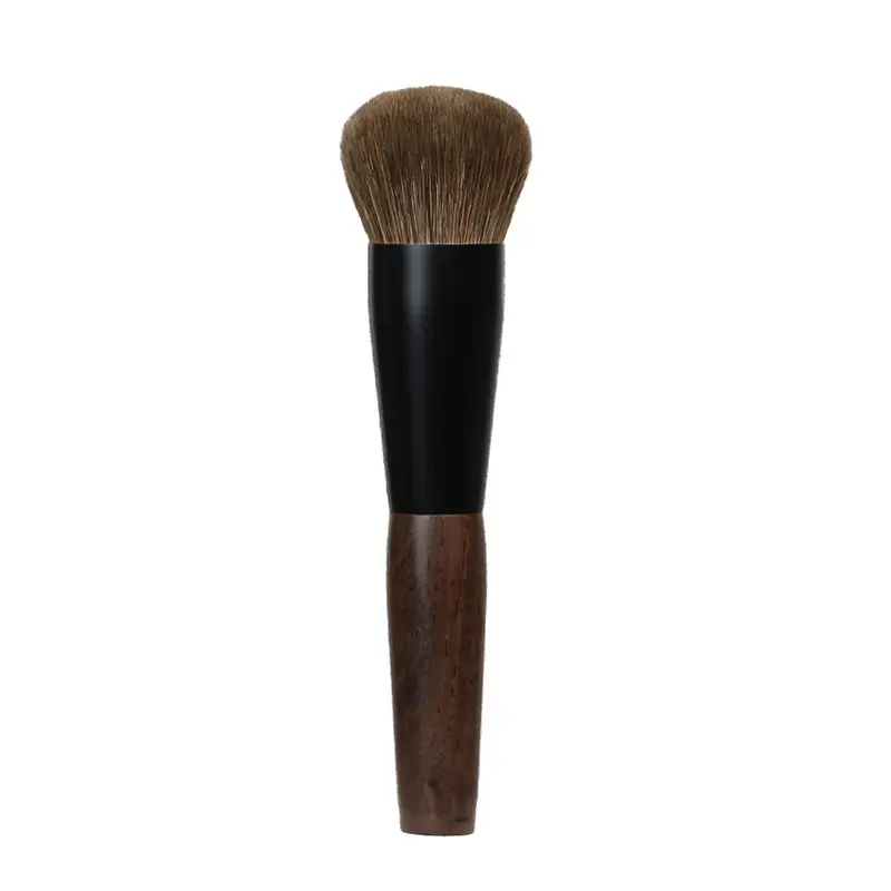 T100 Professional Handmade Makeup Brushes Soft Natural Goat Hair Round Face Powder Brush Short Ebony Wood Handle Make Up Brush