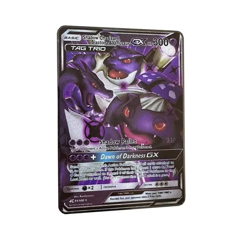 Pokemon Card Vmax Metal Pokémon Letters Pikachu Gx Mewtwo Charizard Vstar Anime Games Mga Laruan Golden Iron Playing Card Mga Regalo ng Bata