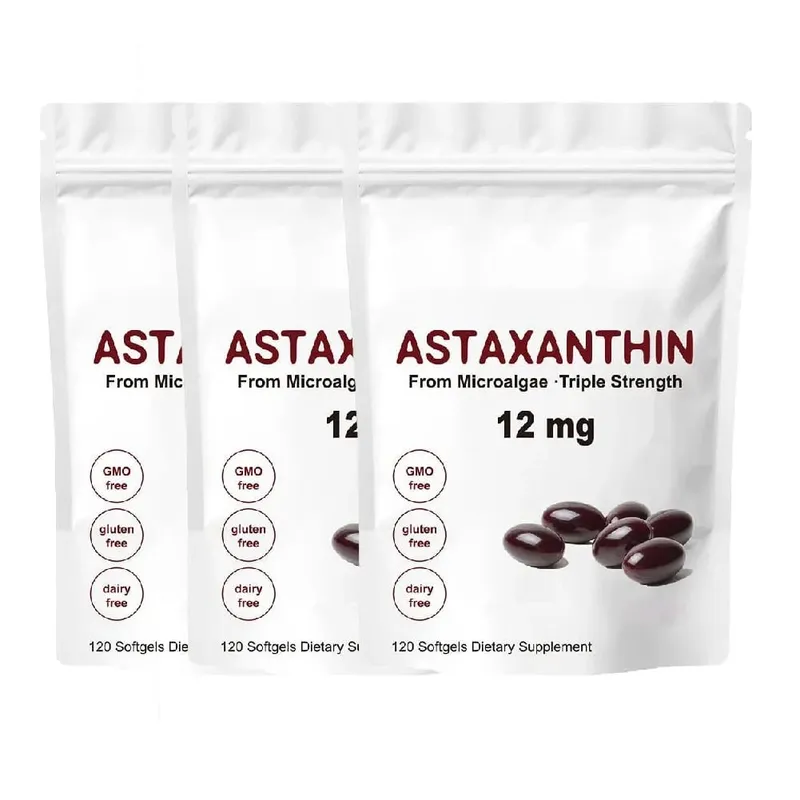Astaksantyna o potrójnej sile 12 mg - Naturalny suplement przeciwutleniający astaksantyna Nie zawierający GMO i bezglutenowy - 120 kapsułek żelowych — image 8