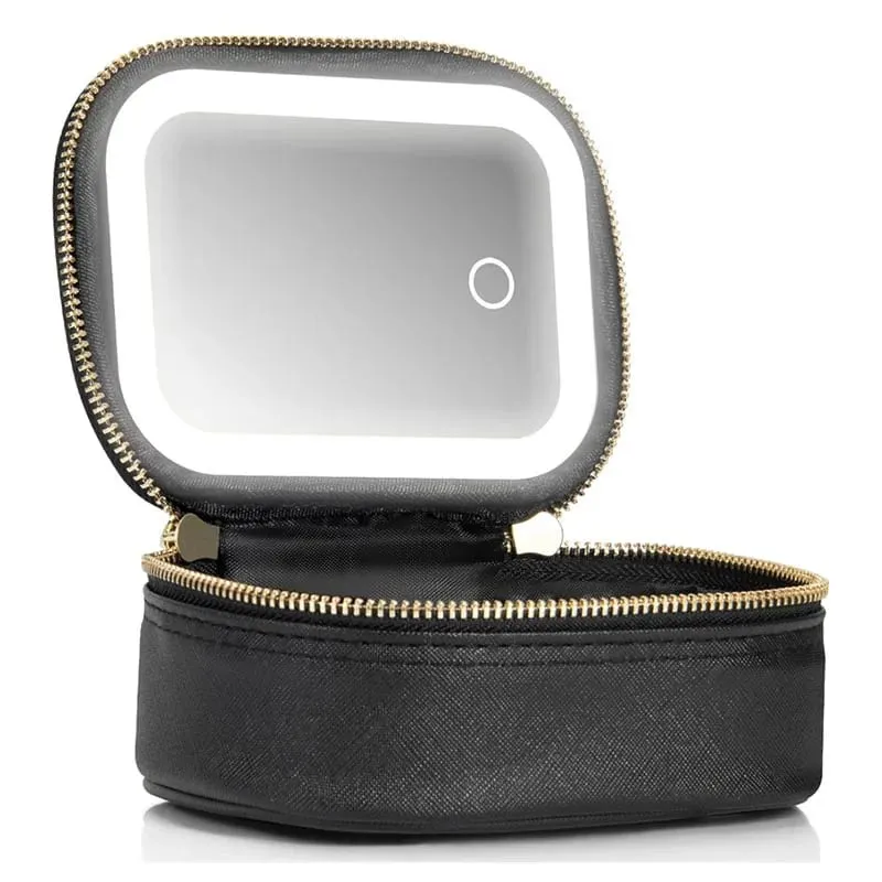 Portable Comestic Tools Storage Bag with LED Mirror Small Makeup Bag with 3 Light Modes Orangizer for Brushes and Lipstick — image 8