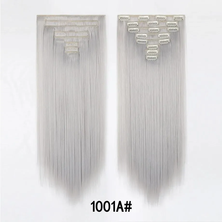24 Inch 8Pcs Clip in Hair Extensions Long Straight Hair Extensions Soft Synthetic Hairpieces for Women Daily Fashion Hairstyle — image 18