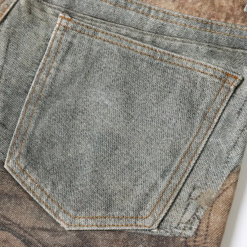 Printed Patchwork Jeans 2026 Spring New Fashion Streetwear Y2k Pants Casual Loose Vintage Hip Hop Denim Trousers Male — image 7
