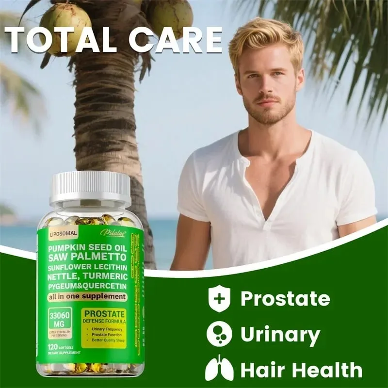 Prostate Support Supplement - DHT Blocker Promotes Urinary and Prostate Health Benefits Men's Health - Vegan
