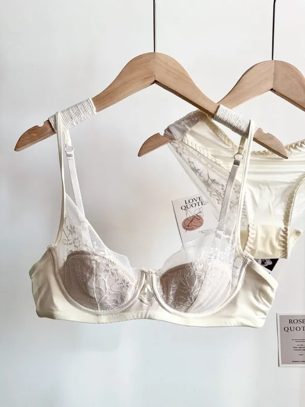 Women Lace Lingerie Set Soft Underwire Thin Cup Push‑Up Bra Panty Kit Comfort Intimates For Small Bust S-XL Daily Wear Underwear