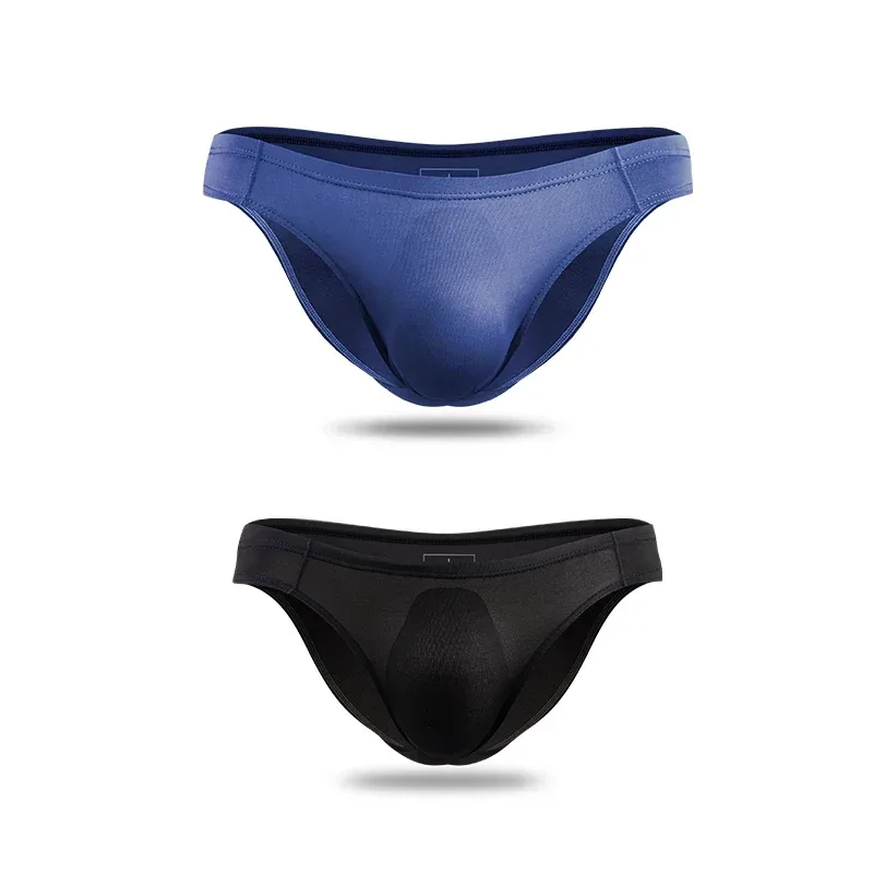 2PCS Men's Underpants Ice Silk Breathable Sexy Thin U Convex Transparent One Piece Low Waist Triangle Shorts Head — image 22