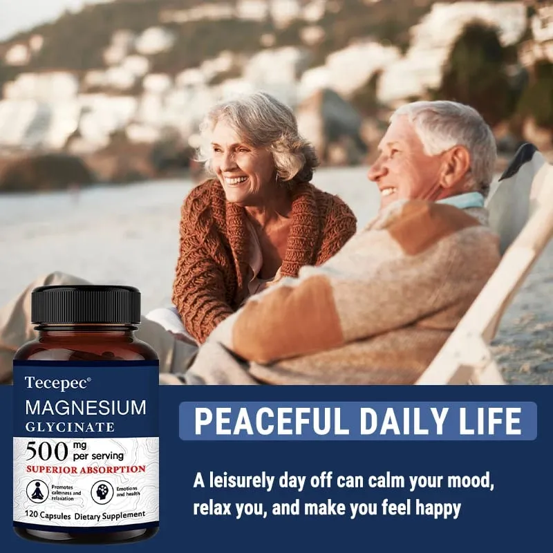 Magnesium Glycinate 500mg Capsules High Absorption Promote Calm and Relaxation Stress & Anxiety Relief Dietery Supplement — image 3