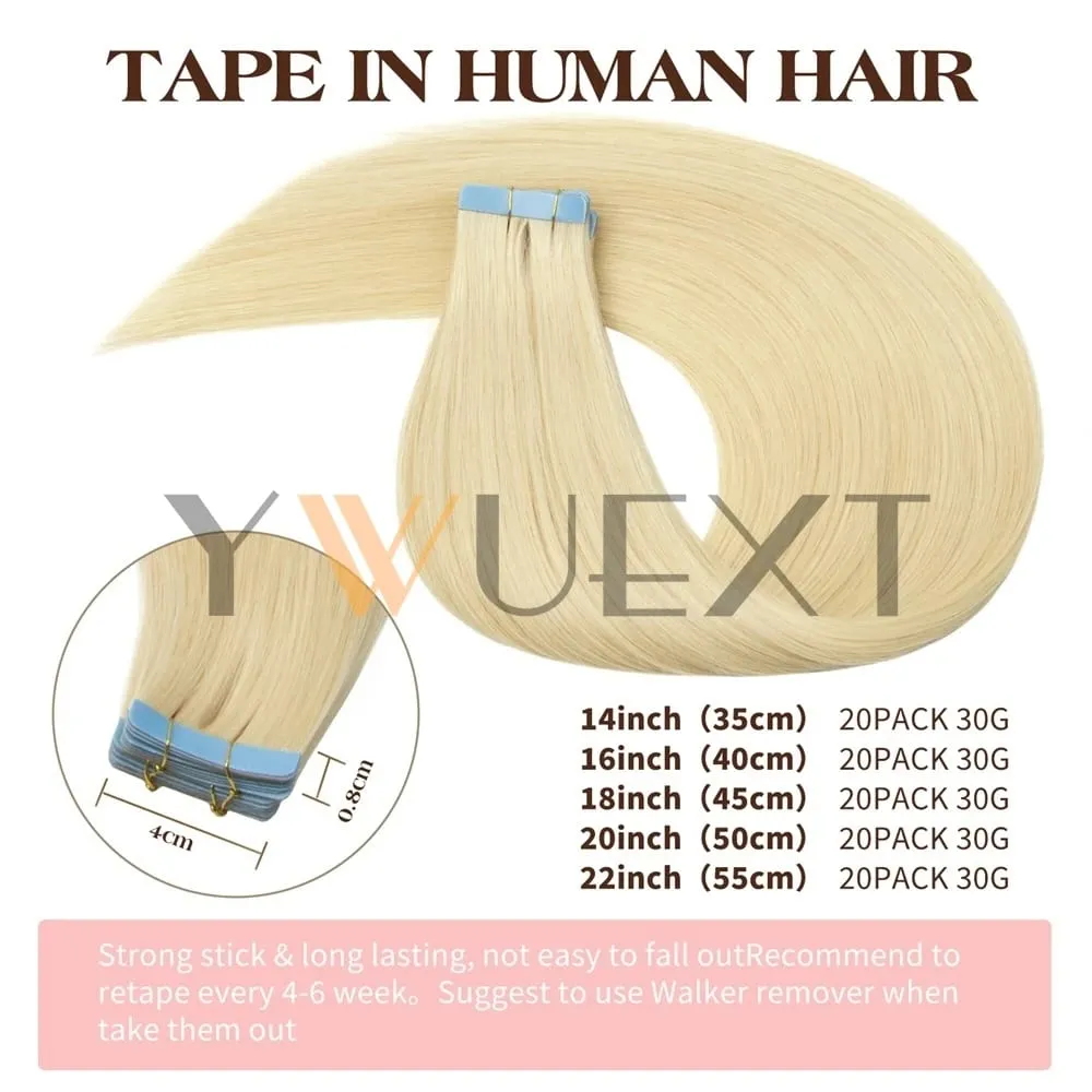 30g Real Human Hair Tape in Extensions 12''-24'' Natural Straight Seamless Tape Hair On Double Sided Tape 20pcs for Women — image 3