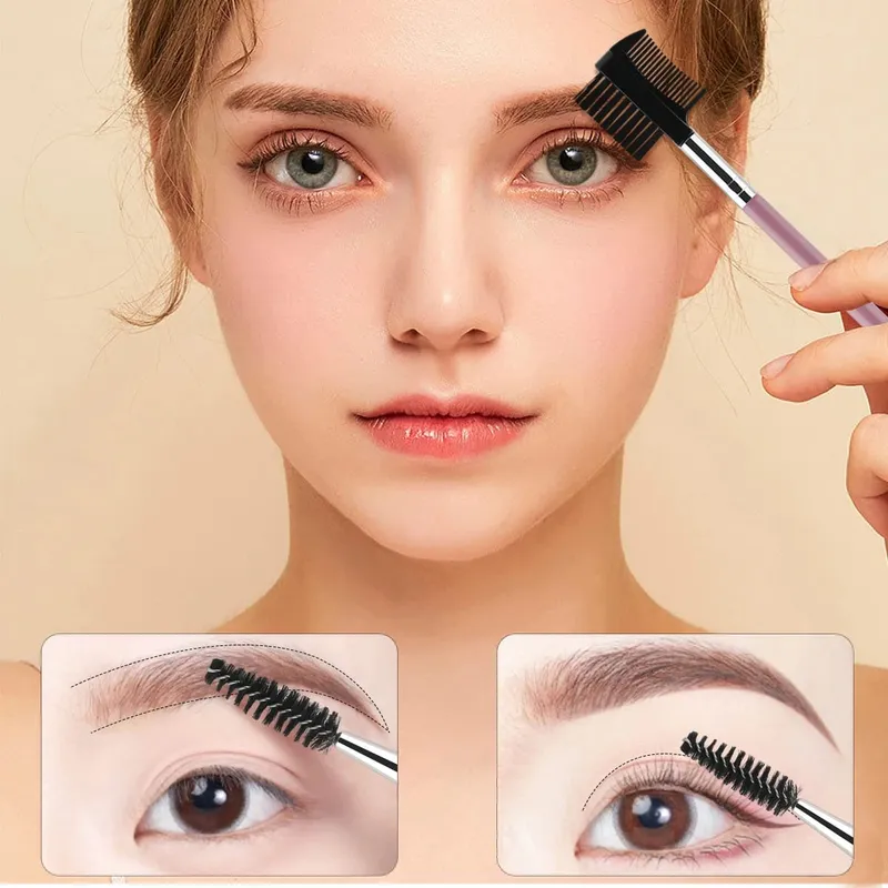 1/2/5PCS 3 Head Eyebrow Eyelash Shaper Double Head Brush Makeup Grooming Tool Cosmetic With 3 Different Spoolie Brushes