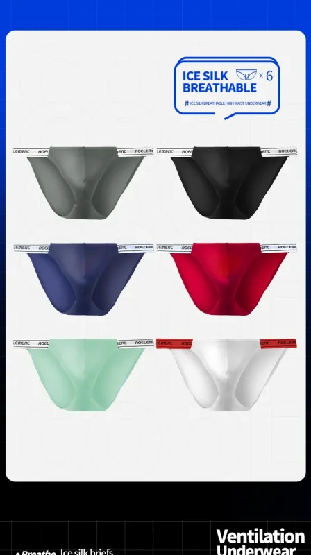 Panties Men's Solid Color Elastic Skinny Sexy Low Waist Ice Silk High Fork Thong Fitness Sports Comfortable Triangle Shorts