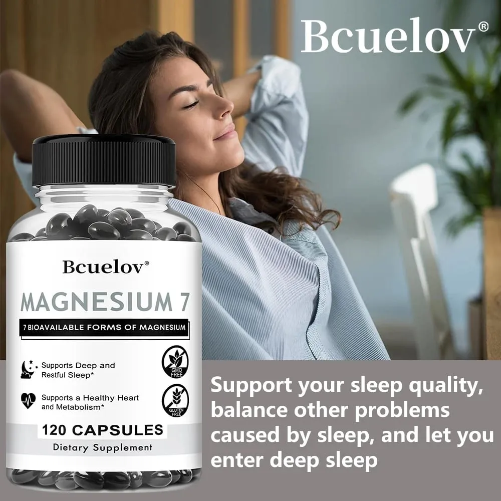Magnesium 7 Supplement Natural Magnesium Capsules for Heart Sleep and Metabolism Support with Vitamin B6 Vegan Non-GMO — image 5