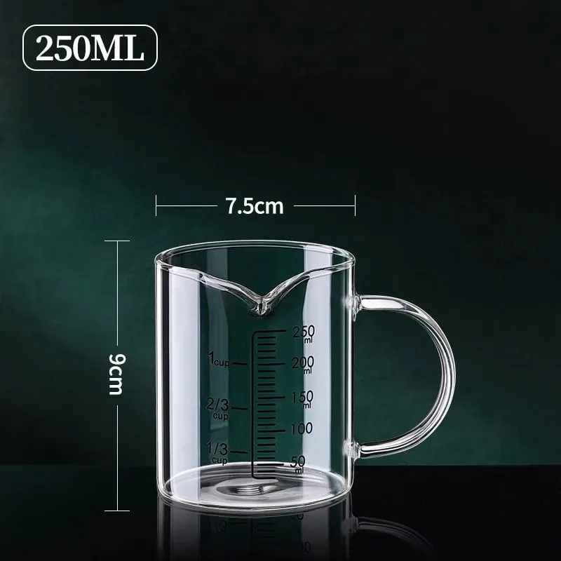 1/2pcs Glass Measuring Cup With Handle Heat-resistant Laboratory Beaker Kitchen Milk Coffe Measuring Mug 250/350/500/1000ml