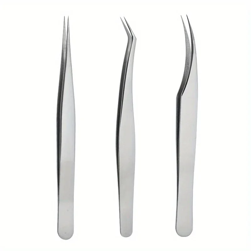 Stainless Steel High-Precision Grafting Eyelash Tweezers with Golden Feathers Professional Makeup Tool for Synthetic Hair Gifts