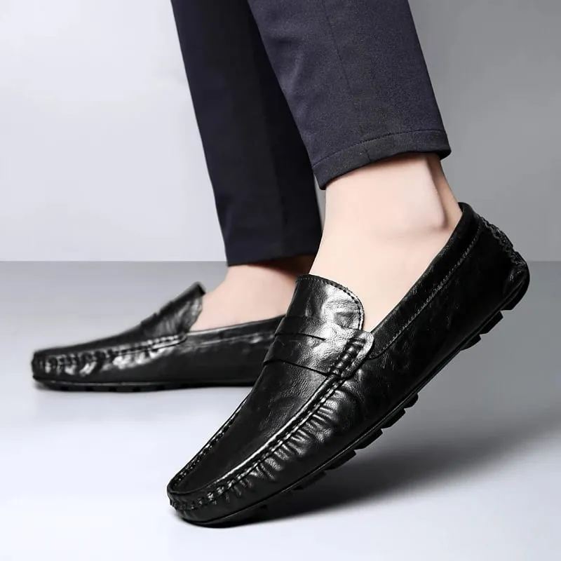 New Classic Casual Leather Men Shoes High Quality Summer Soft Bottom Loafers Outdoor Slip on Driving Shoes Flat Designer Shoes