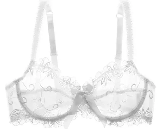 Conjunto de sutiã feminino sexy de malha transparente, minimizador fino, busto grande, laço, desejo puro, lingerie, sutiã, roupa íntima, 34-40 bc
