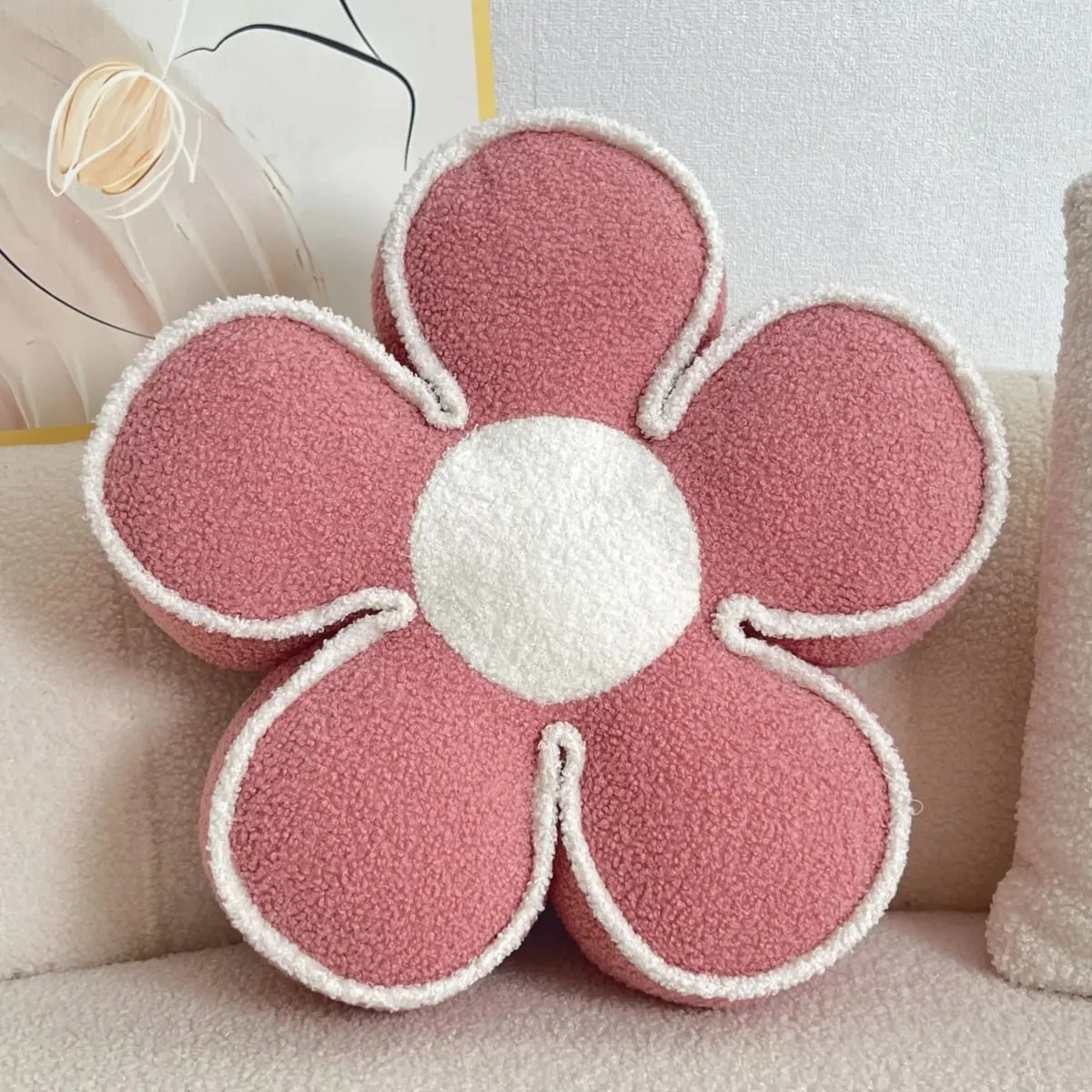 PP Cotton Filled Sunflower Pillow Flower Petal Shape Sofa Cushion Headrest Backrest Pad Living Room Bedroom Bay Window Decor