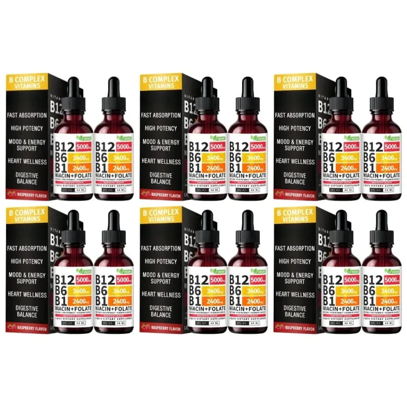 B12 B6 B1 Niacin Folate Liquid Sublingual Vegan B-Complex Drops for Daily Energy and Focus Support Raspberry for Men Women 60 ML — image 12