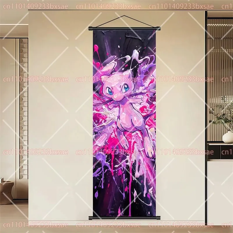 Pokémon Anime HD Scroll Painting Eevee Pikachu Suicune Charizard Mewtwo Background Wall Art Decoration Poster Children's Gift
