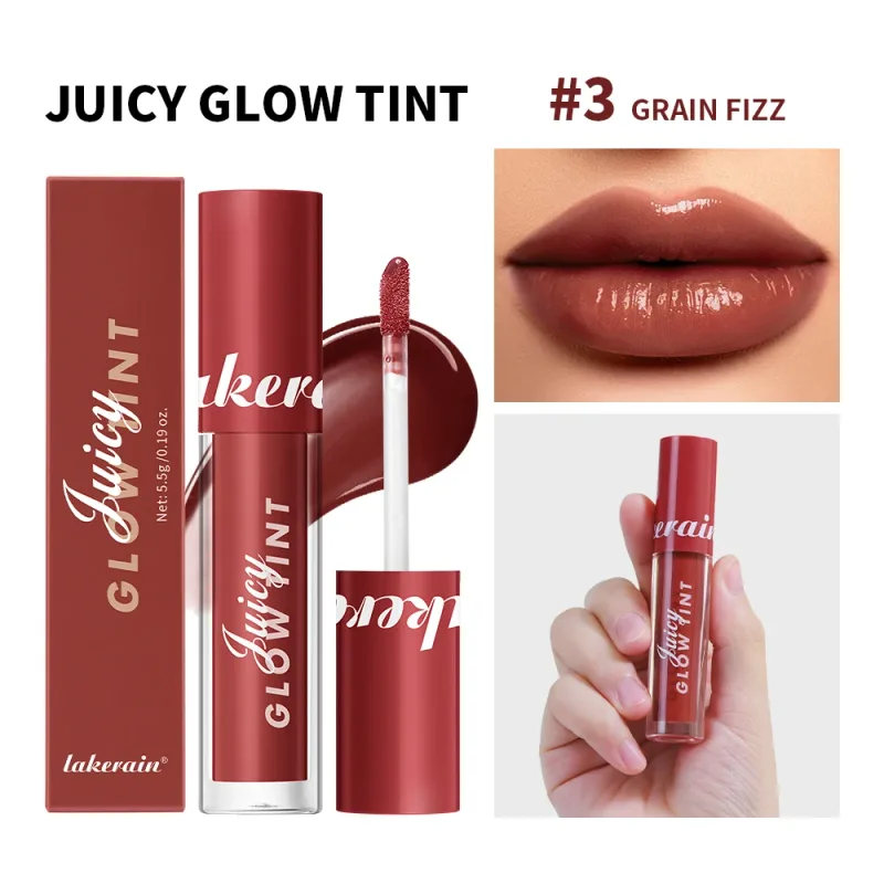 Juicy Glow Lip Tint Mirror Shine Lip Gloss Deep Hydrating Long-Lasting Dewy Moisturizing Non-Sticky High Shine Tinted Lip Makeup