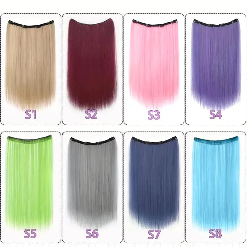 22‘’ Invisible 4Clip Long Straight Colored Synthetic Hair Extension Easy to Wear Suitable for Women's Daily or Holiday Wear.