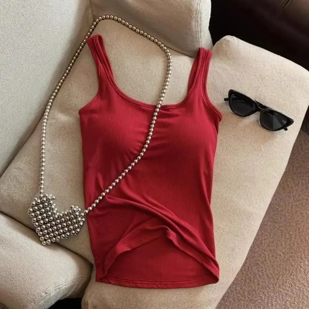 Fashion Solid Color Bodycon Top Sleeveless with Chest Pad Camisole Clubwear Backless Tank Top for Women — image 3