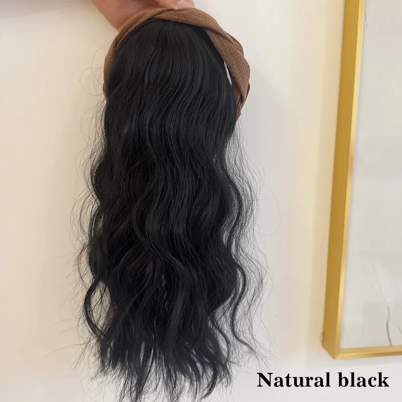 topper Synthetic hair band curly head replacement block wig women's heat-resistant hair band hair extension wig