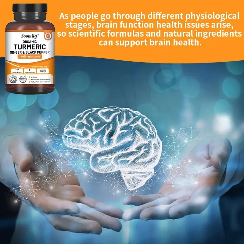 Organic Turmeric Ginger & Black Pepper Capsules Supports Joint Health Cushioning Digestive & Immune & Balances blood sugar — image 3