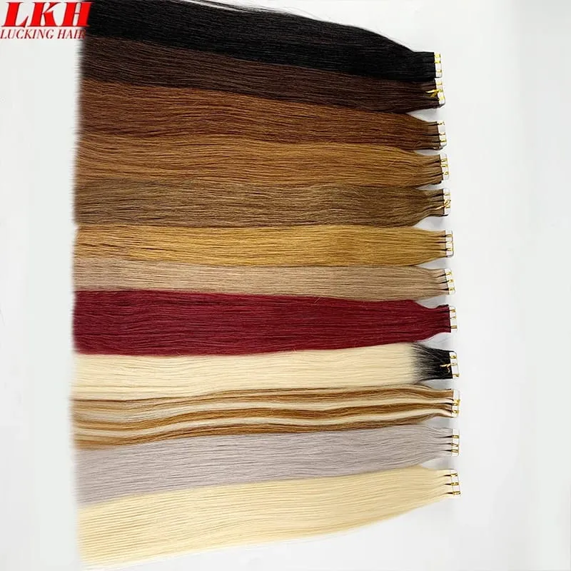 Luckinghair Wholesale 100% Virgin Double Drawn Straight Invisible Human Hair Tape in Extensions Wave Style — image 7