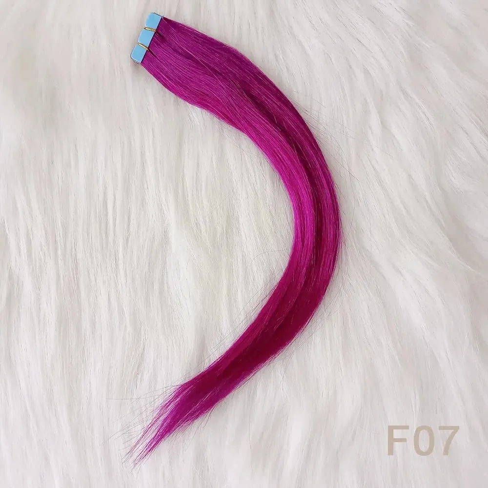 Lavender Purple Mini Tape In Human Hair Extensions 12-24 Inches Micro Tape Hair Seamless Adhesive Hair Pieces For Cosplay