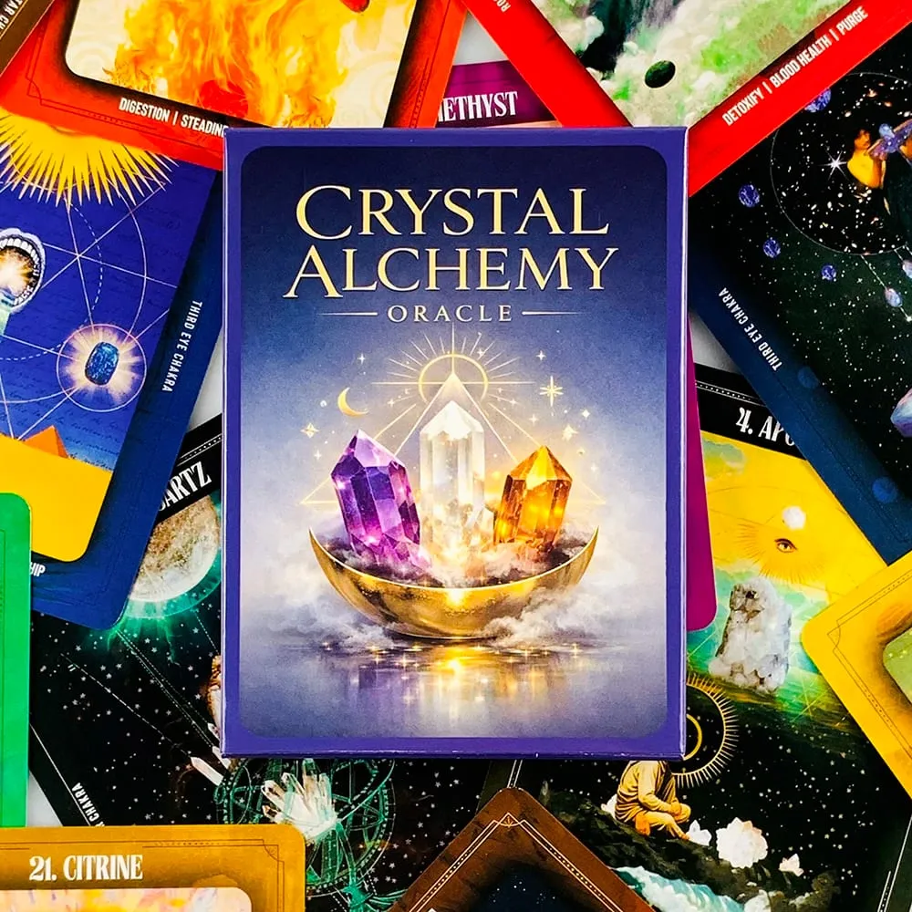 New Crystal Alchemy Oracle Cards 36 Deck 10.2*7.4cm English Version Fate Divination Board Game Meditation & Party Games