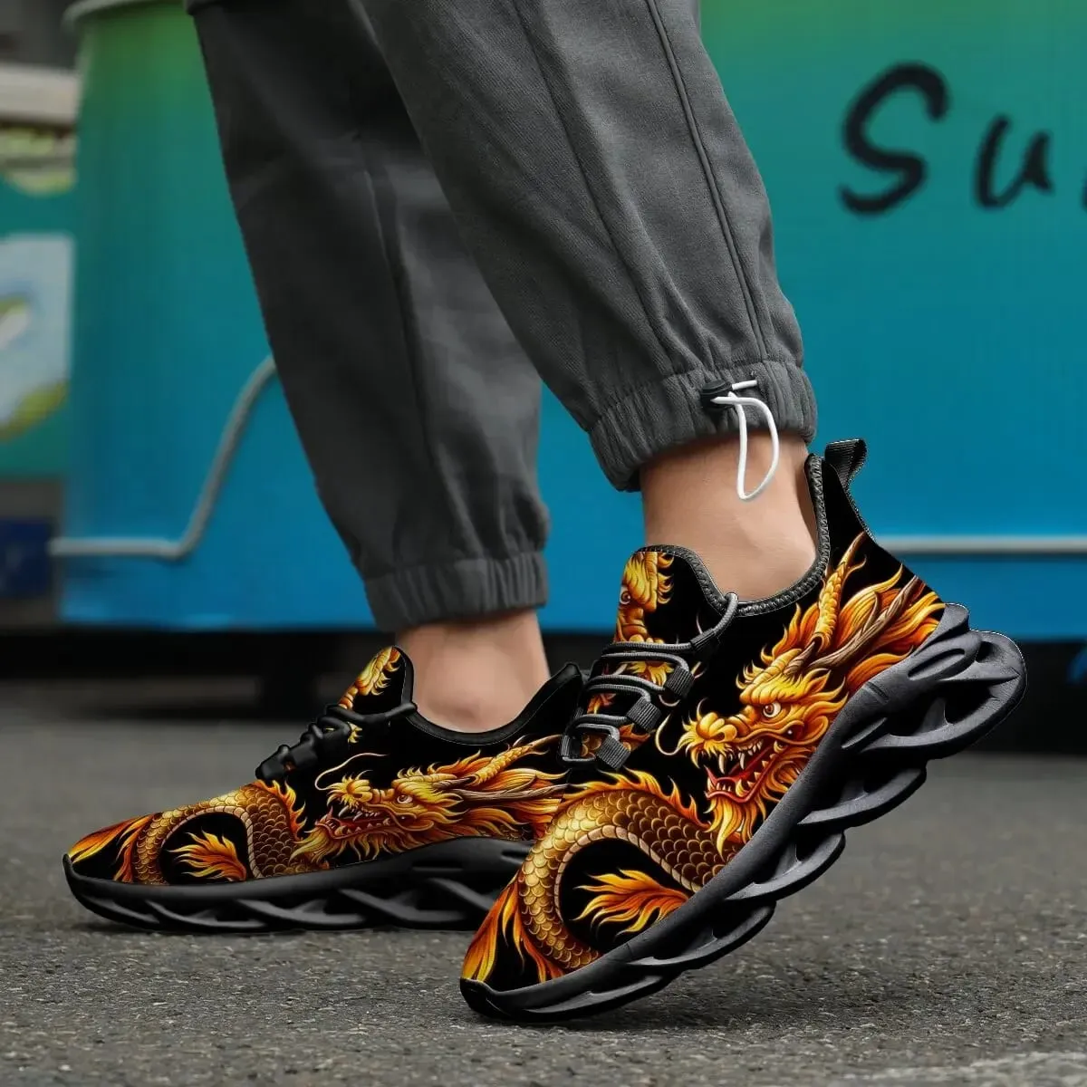 Dragon Graphics Sneakers Men Mesh Breathable Casual Men Shoes Unisex Light Thick Sole Couple Shoes Athletic Sneakers Women Shoes — image 6