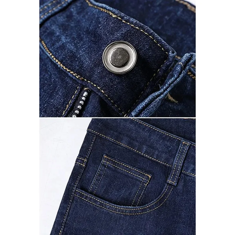 2026 New Comfortable Fabric Jeans Men Business Slim Fit Denim Pants Male Stylish Solid Color Straight Leg Casual Trousers