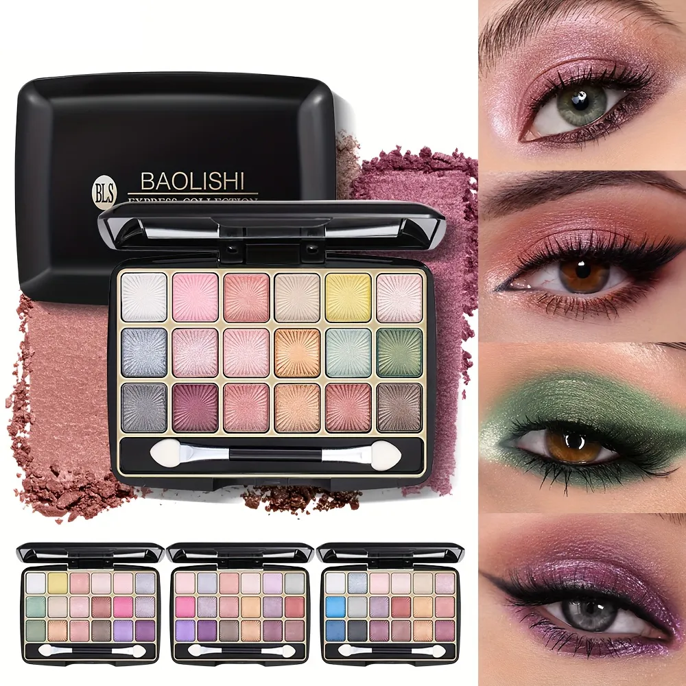 18‑Colors Shimmer Matte Eyeshadow Palette with Double‑Ended Eyeshadow Brush Multi‑Tone Earth Tone Glitter Eye Makeup Palette — image 1