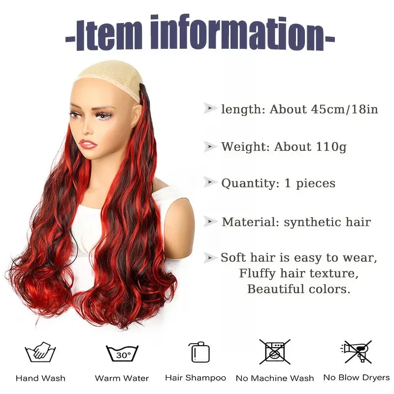 18Inch Synthetic Long Curly Hair Extension One Piece Highlight Rainbow Clip In Hair Extensions Fashion Hairpiece for Women — image 2