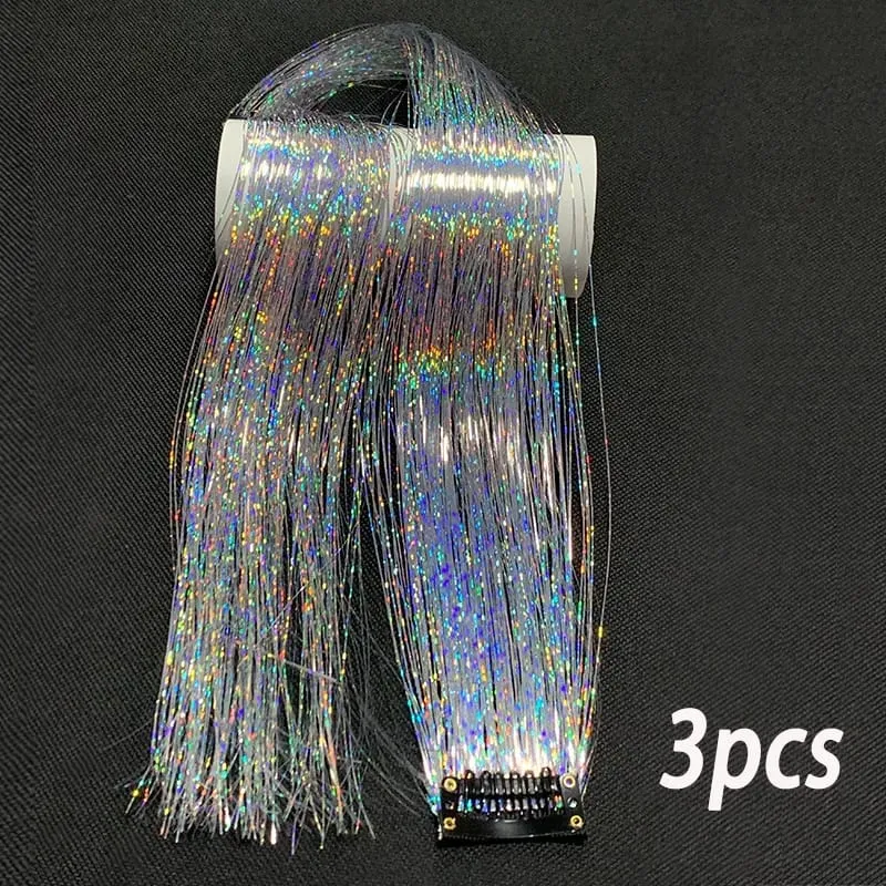 24Inch Synthetic 3pcs/set Long Straight Clip in Hair Extensions Highlights Colored Party Multi-Colors Hairpieces for Women Daily
