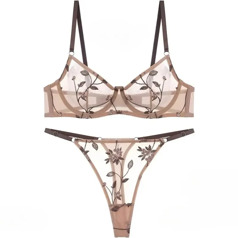 European Style Lace Sheer Embroidery Underwire Bra Minimizer Big Bust Anti-Sagging Support Comfort Soft Lingerie S-XL