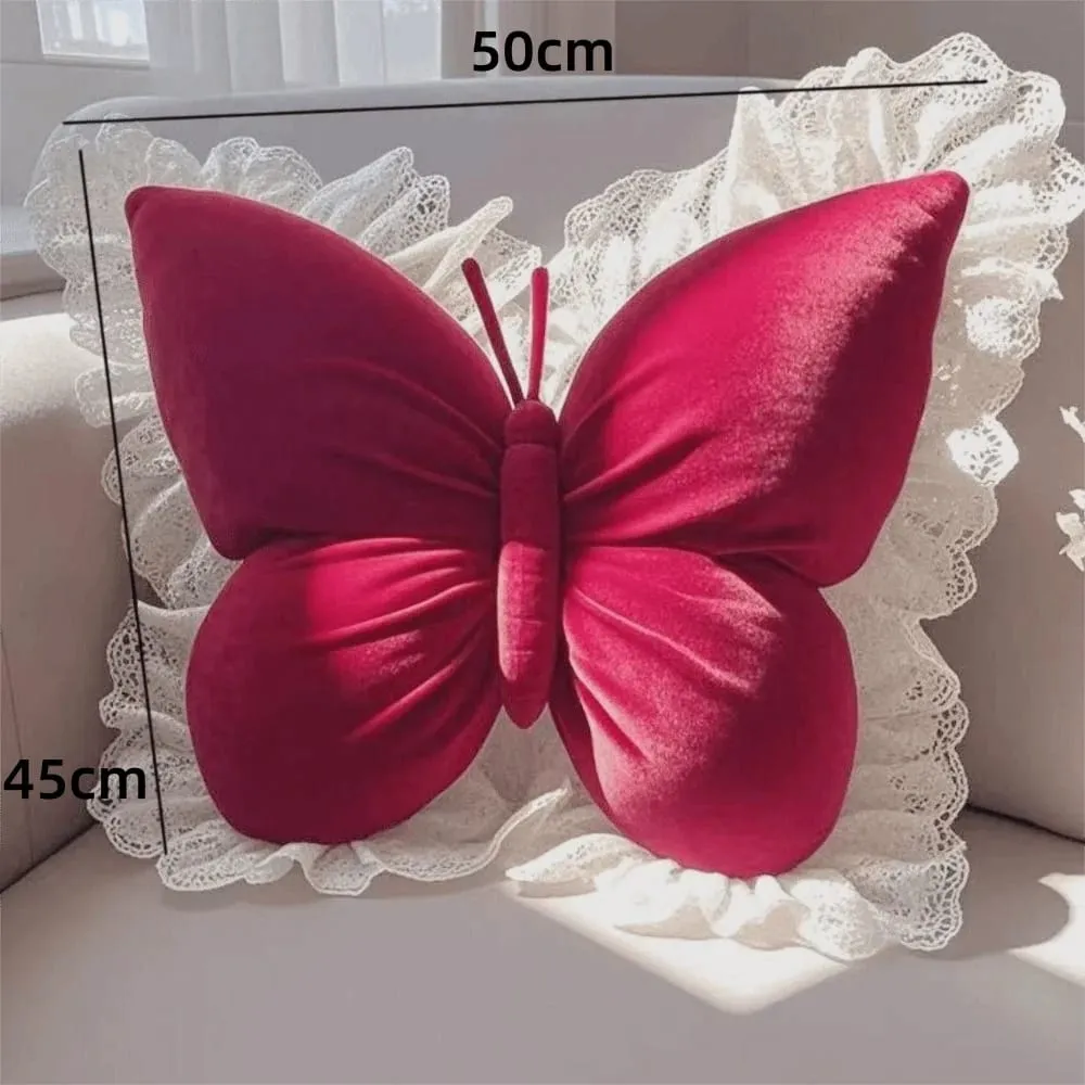 New Cute Butterfly Pillow Lace Butterfly Bedhead Pillow Home Textile Cushion Sofa Decoration — image 7