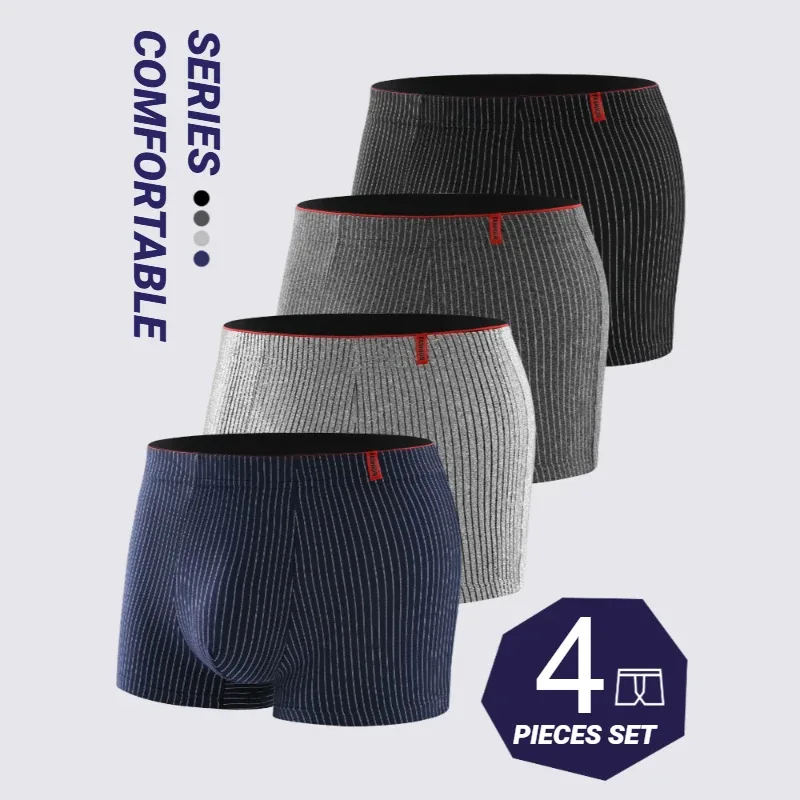 Men's Boxer Underwear Soft Breathable And Comfortable Briefs Striped Trendy Personality Casual Loose Boxers Panties Stylish