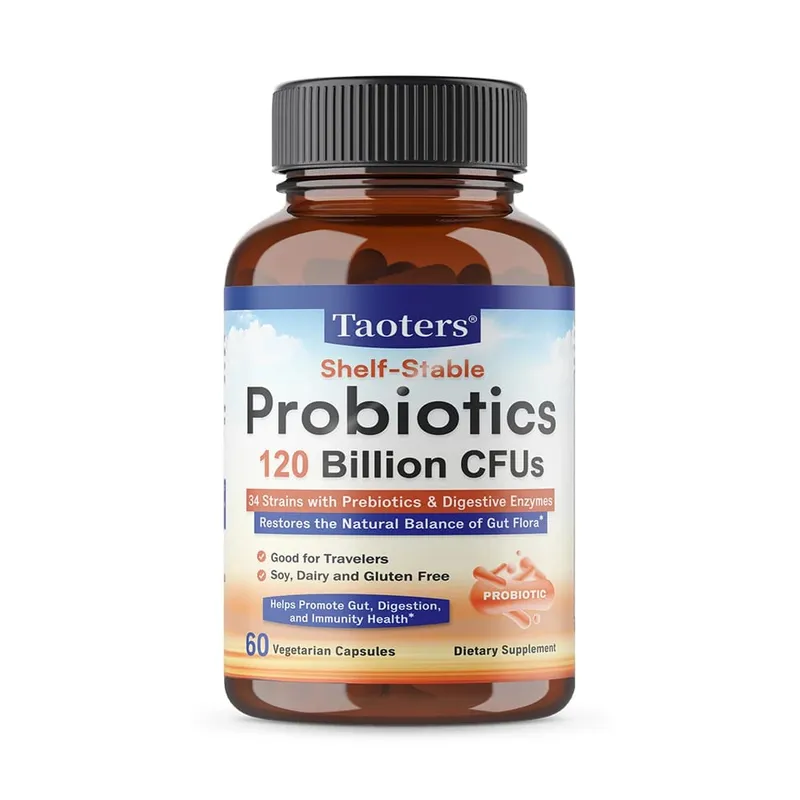 3-in-1 Probiotics Capsules 120 Billion CFUs 34 Strains with Organic Prebiotics & Digestive Enzymes Digestion & Immunity Health