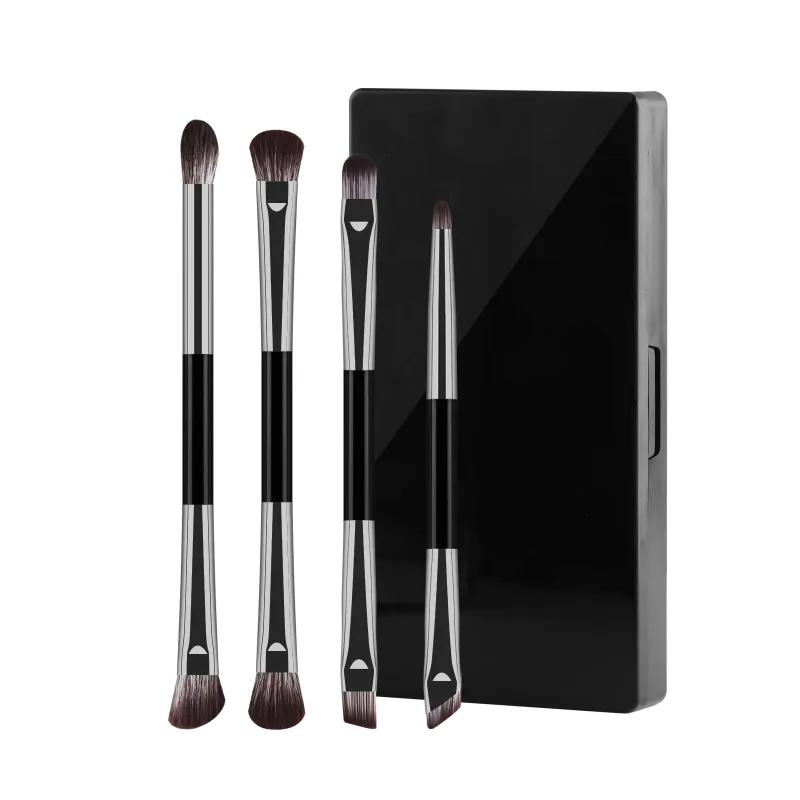5Pcs Dual Ended Face Eye Brush Kit With Storage Box Blush Detail Eyeliner Brushes For Travel Touch Up
