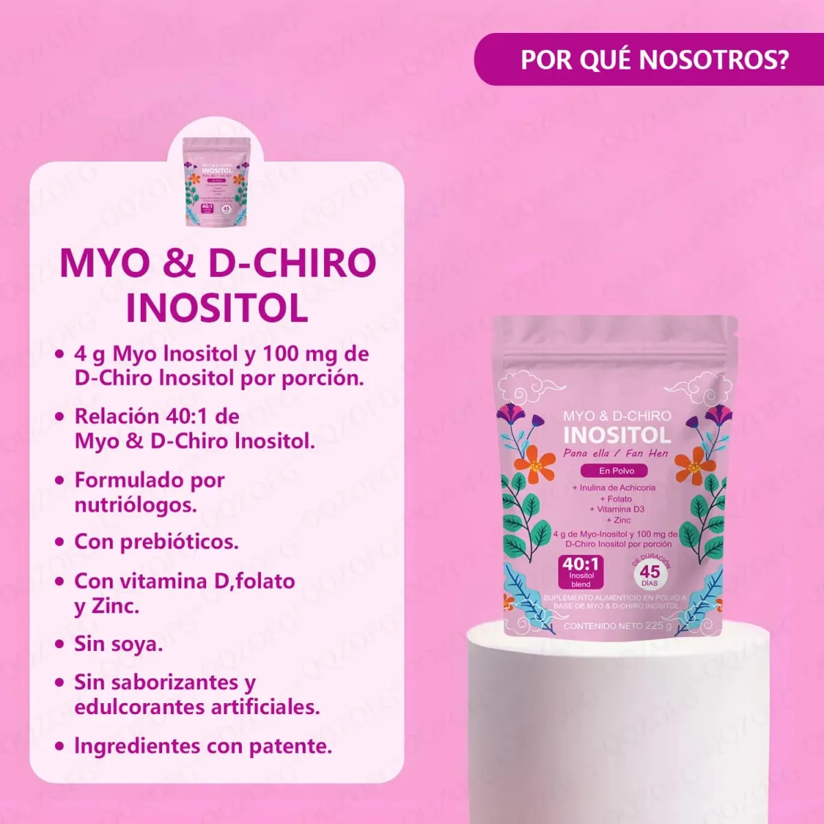 40:1 Mix Myo & D-Chiro Inositol Powder Indeholder Folat Vitamin D3 og Zink Støtte Kvinders Daglige Sundhed Kosttilskud