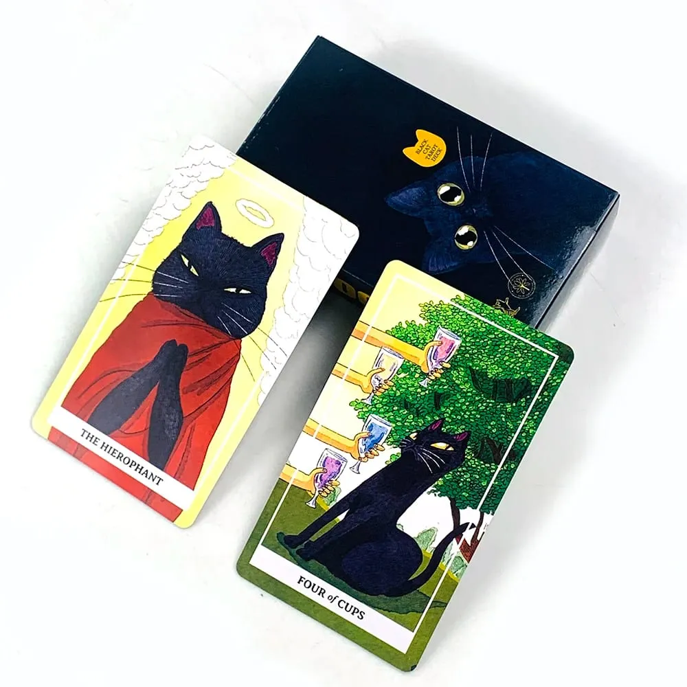 New Black Cat Tarot Deck 78PCS Cat-Themed Tarot Cards Meditation Divination Edition Deck Borad Game Party Games For Cat Lovers — image 1