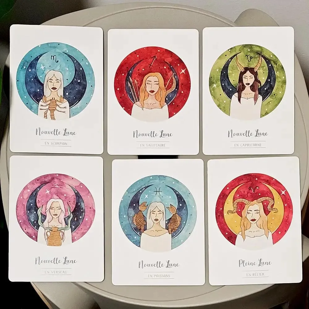 La Puissance De La Lune Oracle 42 Moon Power Cards 10.5*7.5cm in French Language for Spiritual & Emotional Guidance