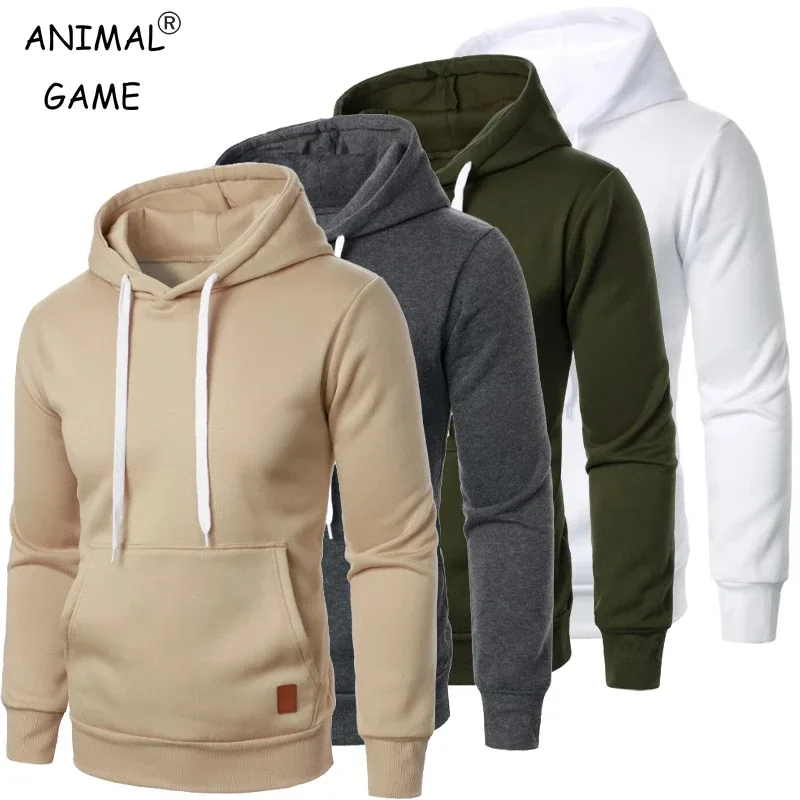 남성 캐주얼 후드 칼라 드로우 스트링 후드 티 스웨터 긴 소매 셔츠 야외 streetwear 솔리드 ​​컬러 경량 풀오버