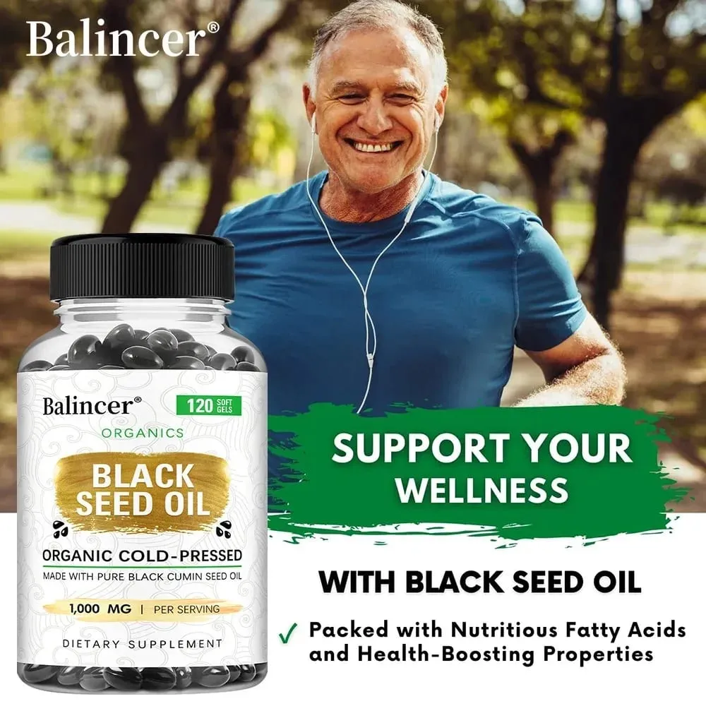 Black Seed Oil Capsules 1000mg - Help Digestive Health Immune Support & Brain Function Antioxidant 120 Capsules