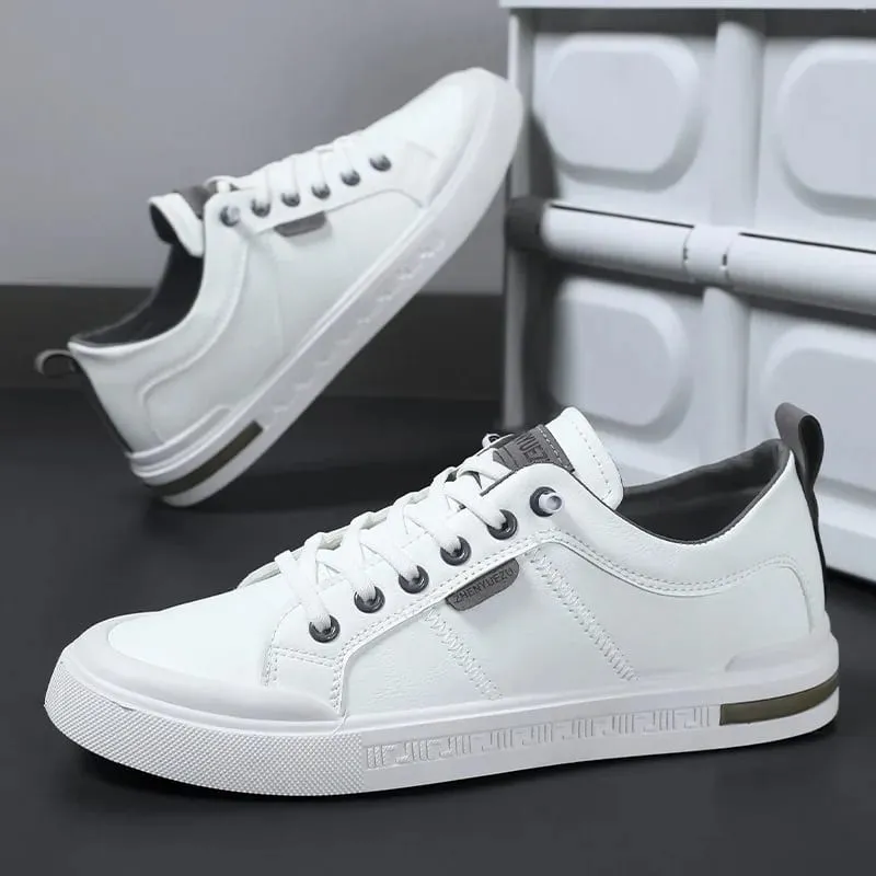 New Men's Low-Top Leather Sneakers Soft Durable White Casual Shoes Trendy Versatile Skate-Inspired Footwear Custom Casual Shoes