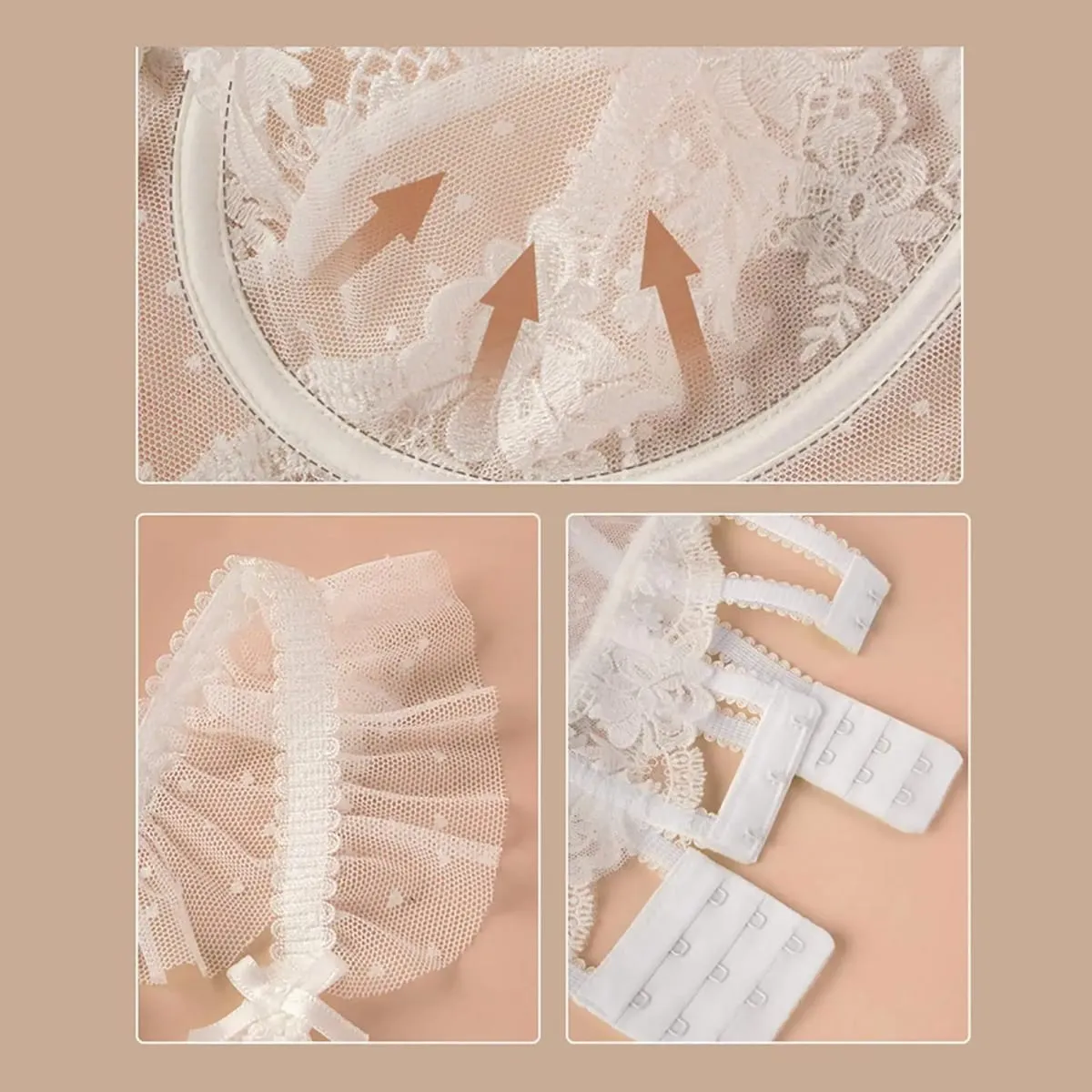 Women Lingerie Set 2 Piece Bodysuit Comfortable Push up Brassiere Floral Lace Bra Panty Set for Wedding Everyday Wear Sleepwear